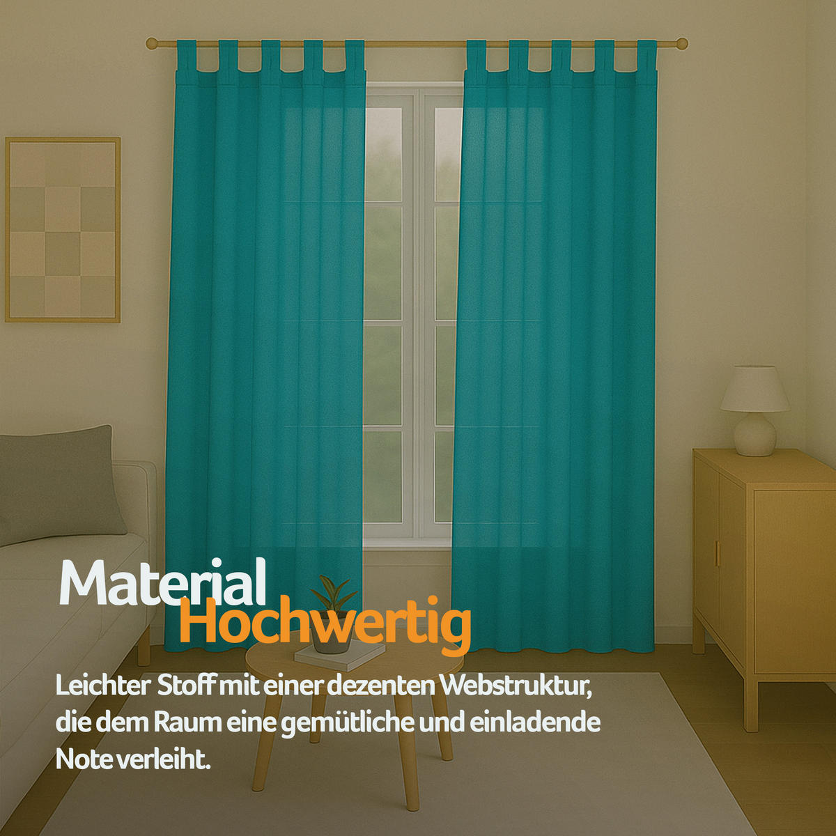 SCHLAUFENSCHAL blickdicht 140x225 cm Türkis 2er-Pack - Türkis, Textil (140/225cm)