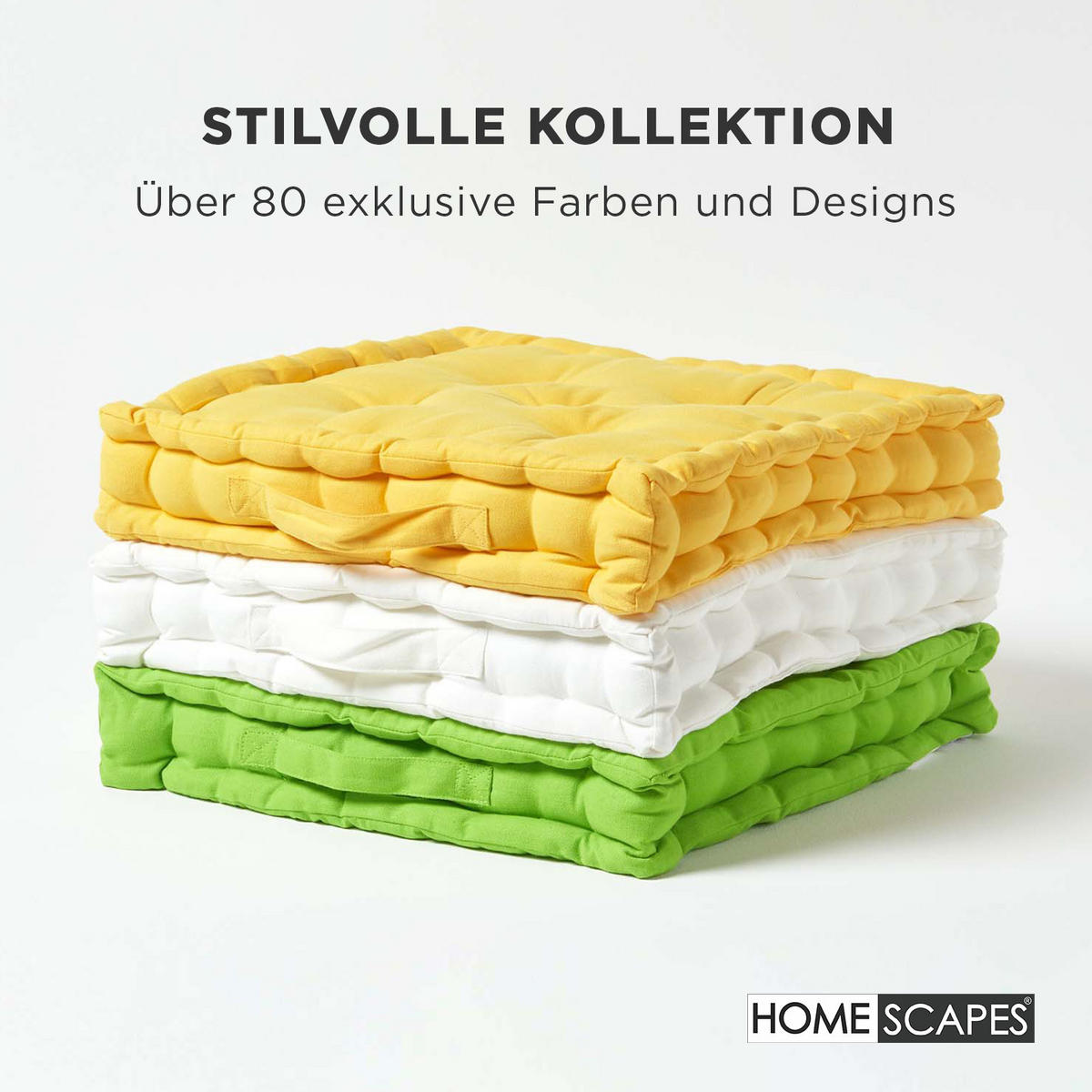 SITZKISSEN creme 50/50/10 cm – Bodenkissen unifarben - Creme, Textil (50/50/10cm) - Homescapes