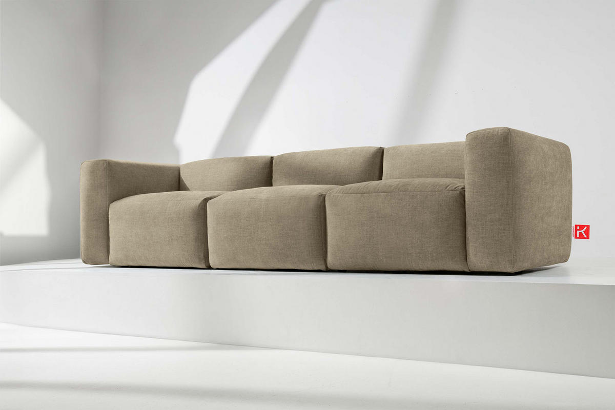 3-SITZER-MODULSOFA BUFFO mit extrem weicher und bequemer Sitzfläche, Gewebestoff, sandfarben - Sandfarben, Textil (290/73/96cm) - KONSIMO®