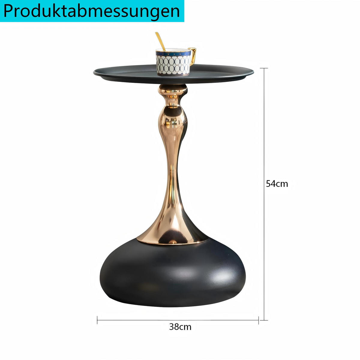 BEISTELLTISCH Ø 38 cm luxuriöses design - Schwarz, Metall (38/38/54cm) - Urban Meuble