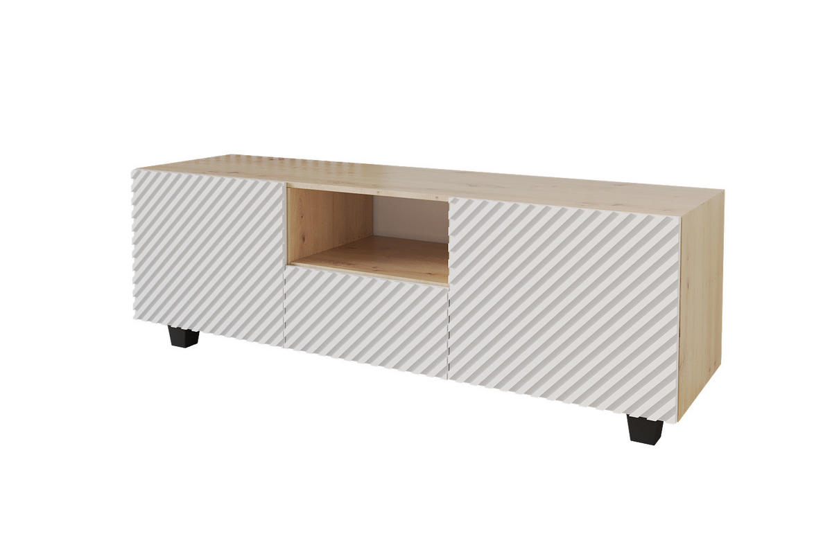 LOWBOARD ZENO-S 140x50x41 cm - Artisan / Weiß - Schwarz/Weiß, Holzwerkstoff (140/50/41cm) - ALTDECOR