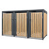 MÜLLTONNENBOX 3er Anthrazit-Lärchenoptik - Naturfarben, Metall (80/116.3/200cm) - ML-DESIGN