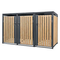 MÜLLTONNENBOX 3er Anthrazit-Lärchenoptik - Naturfarben, Metall (80/116.3/200cm) - ML-DESIGN