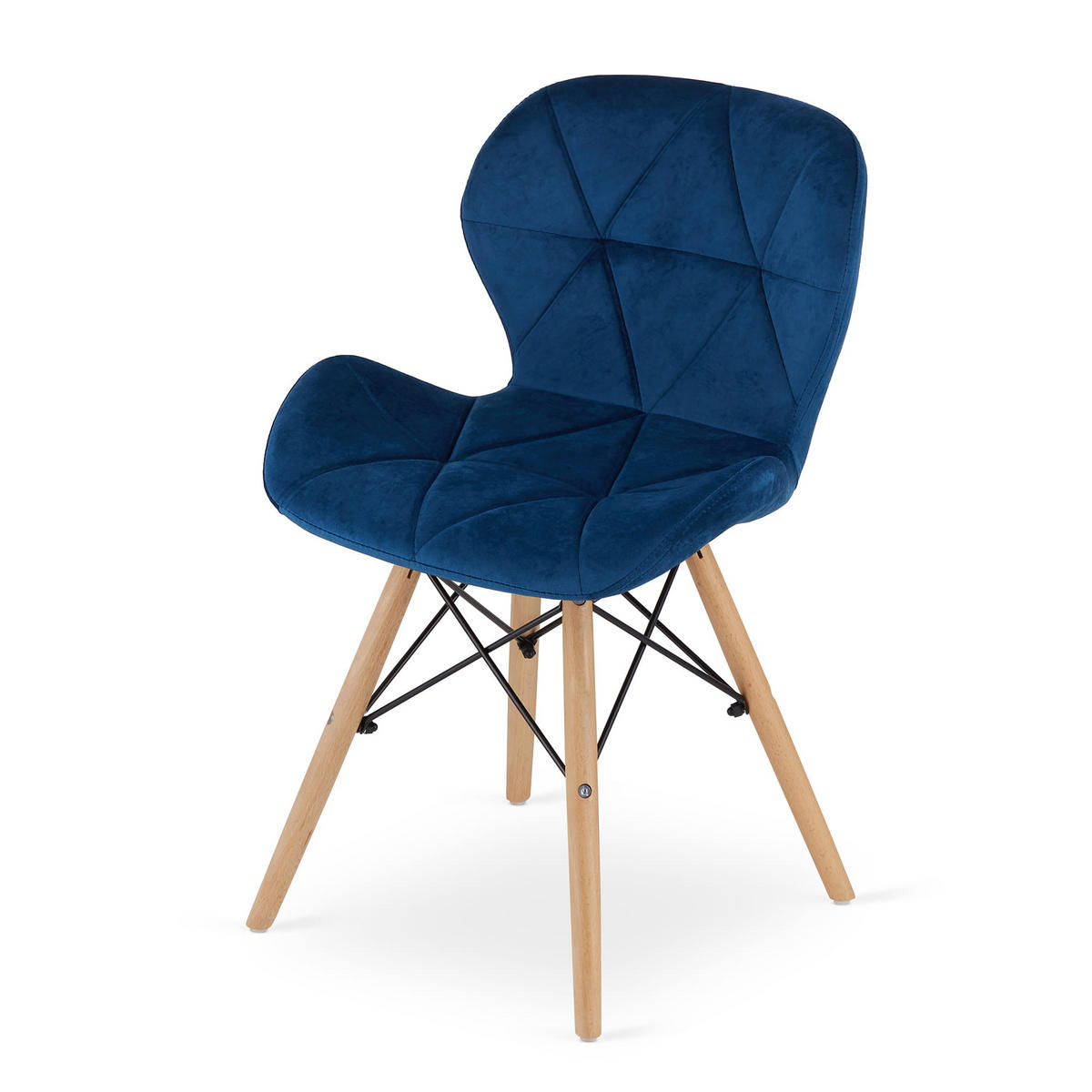 STUHL AMATRICE 1 Stück, Blau, mit Samtstoff gepolstert - Blau, Holz/Textil (48/74/53cm) - Komodee