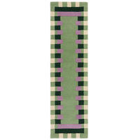 WOLLTEPPICH Geometrisches Muster, Rahmen, Wohnzimmer schmutzabweisend Grün-Lila Läufer 60x230 - Grün, Textil (60/230cm) - KADIMA DESIGN