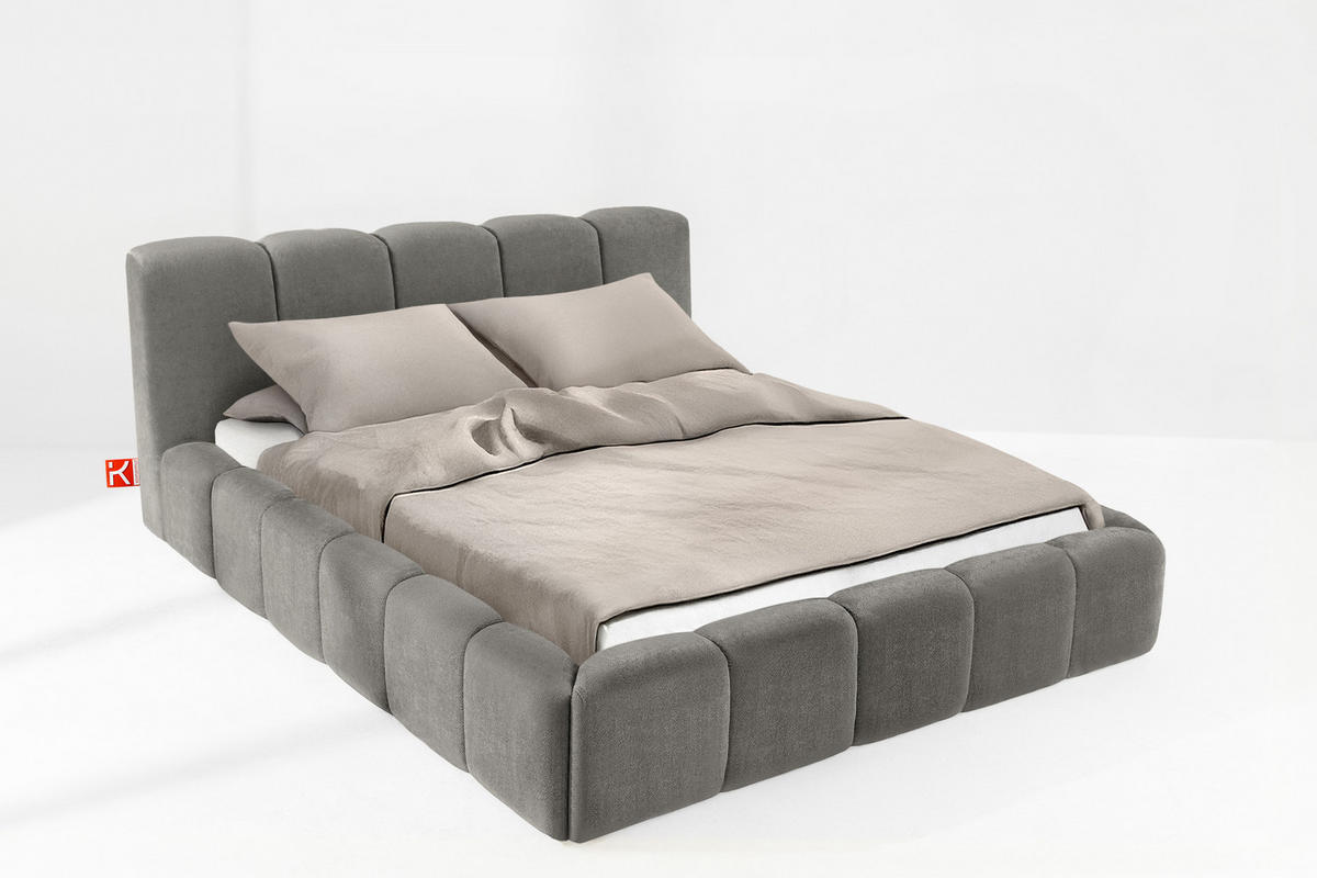 POLSTERBETT OLMIRA - Dunkelgrau/Schwarz, Holz/Holzwerkstoff (162/203cm) - KONSIMO®