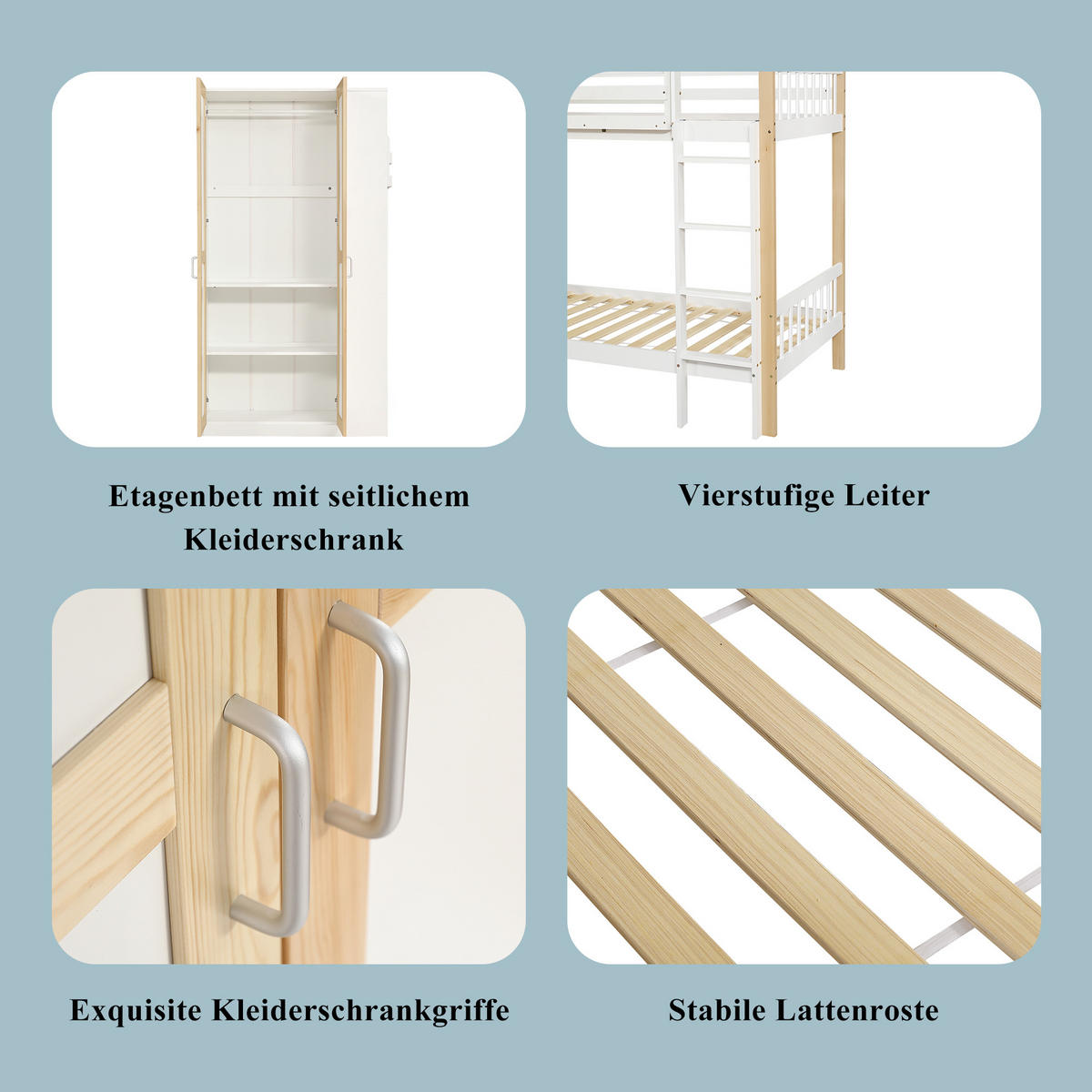 ETAGENBETT 90/200 cm Weiß, Natur - Ahornfarben/Weiß, Holz/Holzwerkstoff - Raumix