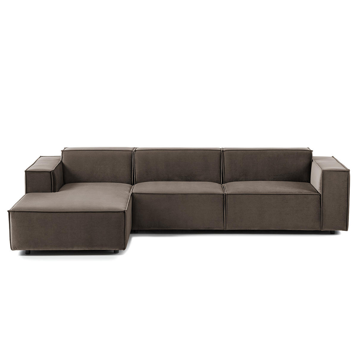 ECKSOFA mit Longchair - Taupe/Schwarz, Kunststoff/Textil (294/177cm) - home24