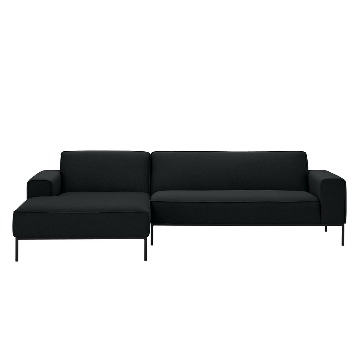 ECKSOFA mit Longchair - Webstoff - Anthrazit/Schwarz, Textil (264/168cm) - home24