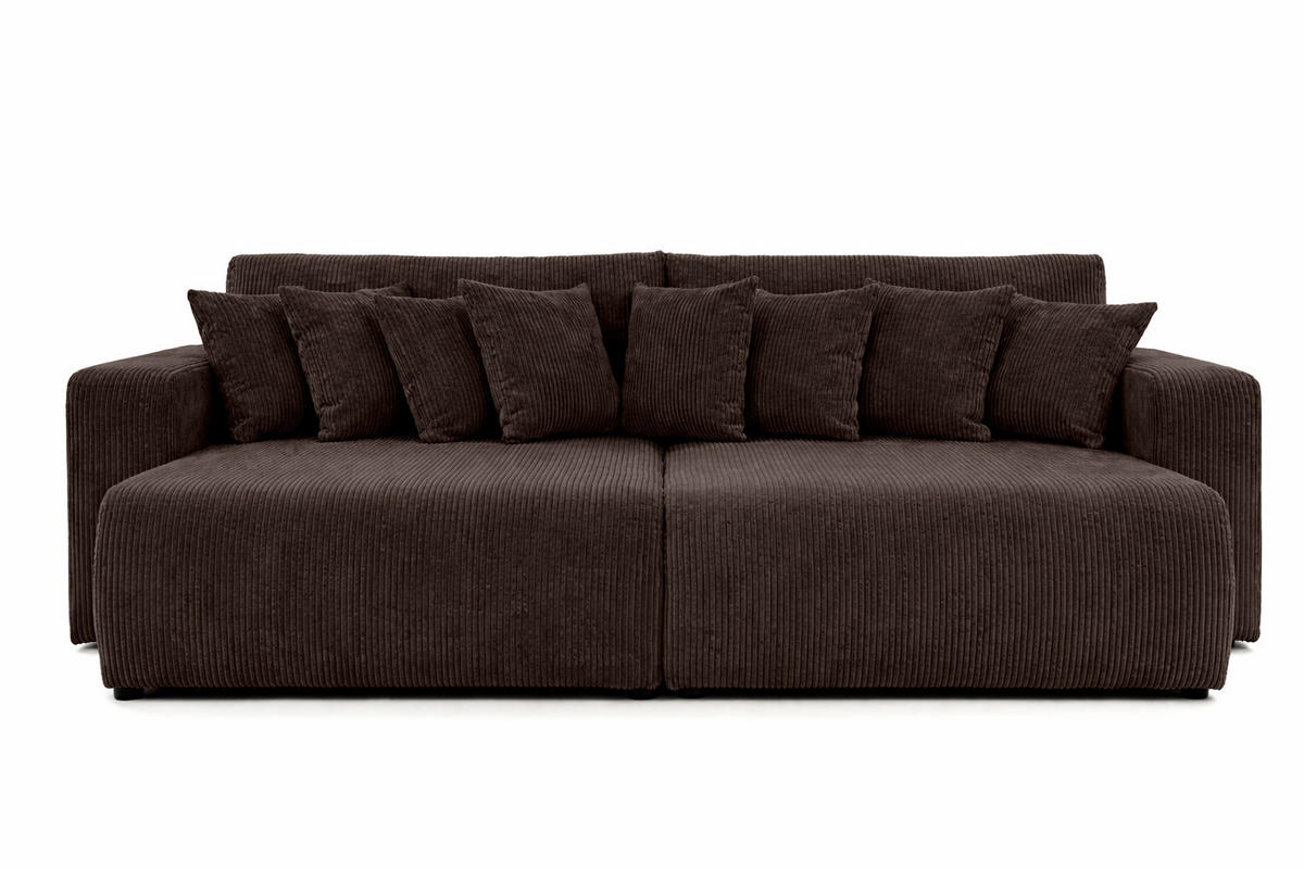SCHLAFSOFA, Cordstoff Poso, Braun, PIANO DOUBLE - Braun, Holz (246/83/145cm) - Kaiser Möbel