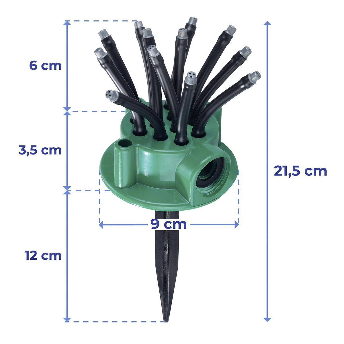 GARTENSPRINKLER Maximex mit 12 flexiblen Schläuchen - Grün, Kunststoff (9/21.5/9cm) - Maximex