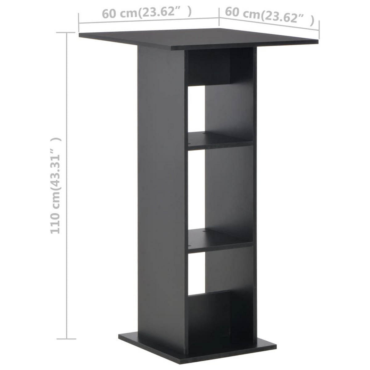 BARTISCH Moderner 60/60/110 cm aus Holzwerkstoff Schwarz mit 2 Ablagen - Schwarz, Holz (60/60/110cm) - vidaXL