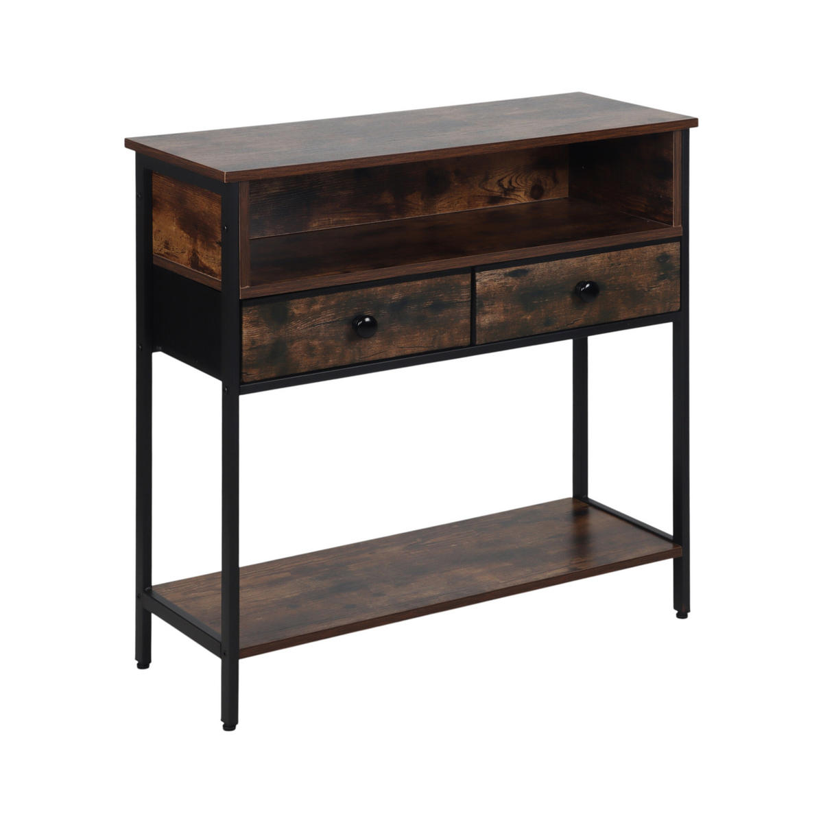 KONSOLENTISCH - Dunkelbraun, Holzwerkstoff/Kunststoff (30/80/80cm) - Relaxdays