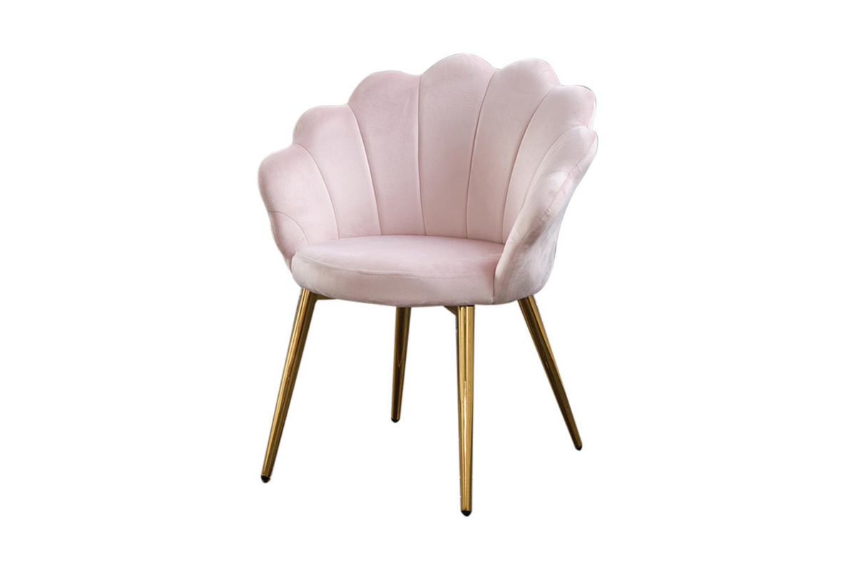 ESSZIMMERSTUHL CARLA Pink Velvet - Pink/Goldfarben, Textil (65/79/58cm) - KAWOLA
