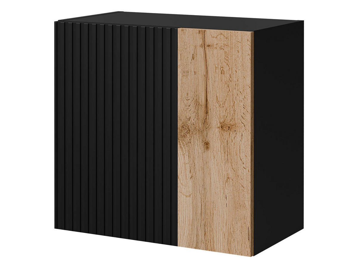HÄNGEVITRINE Capital mit Dekor - Eiche Wotan/Schwarz, Holzwerkstoff (50/50/30cm) - MIRJAN24