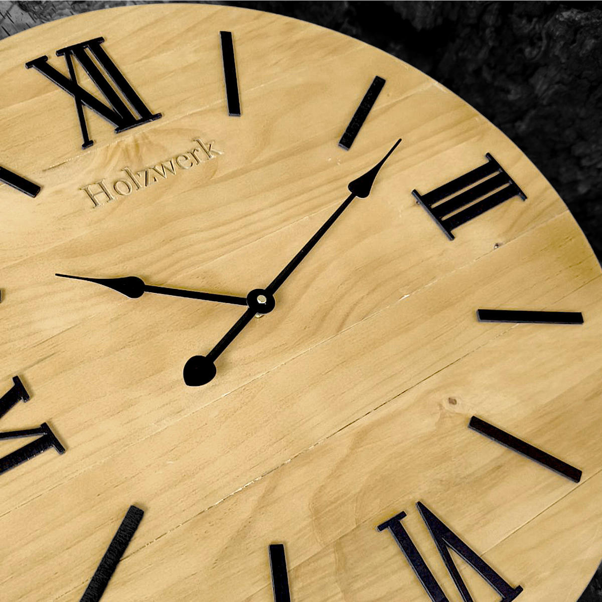 WANDUHR Holz Designer MERZIG Loft Wand Uhr, beige, schwarz - Beige, Holz/Metall (60/60/3.2cm) - Holzwerk