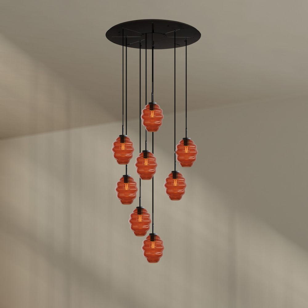 GALERIELEUCHTE Echos 8-flammig Braun Ø 18cm - Schwarz/Braun, Glas (18/18/20cm) - s.luce