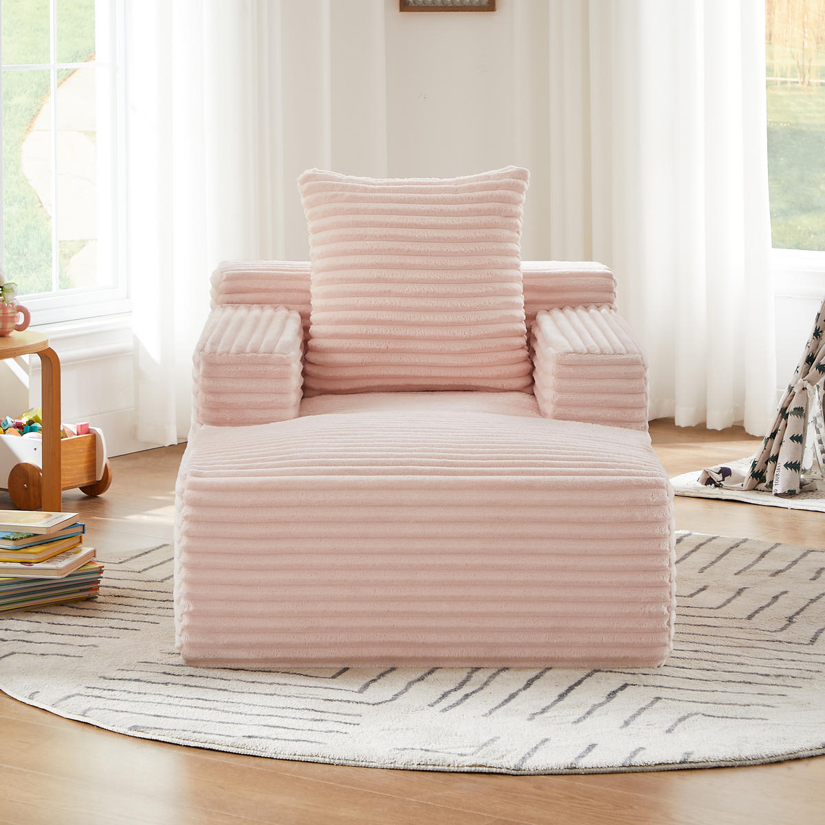 SCHLAFSESSEL DE-34918 Cord mit Schlaffunktion Rosa - Pink, Textil (81/50/117cm) - ComfortXL