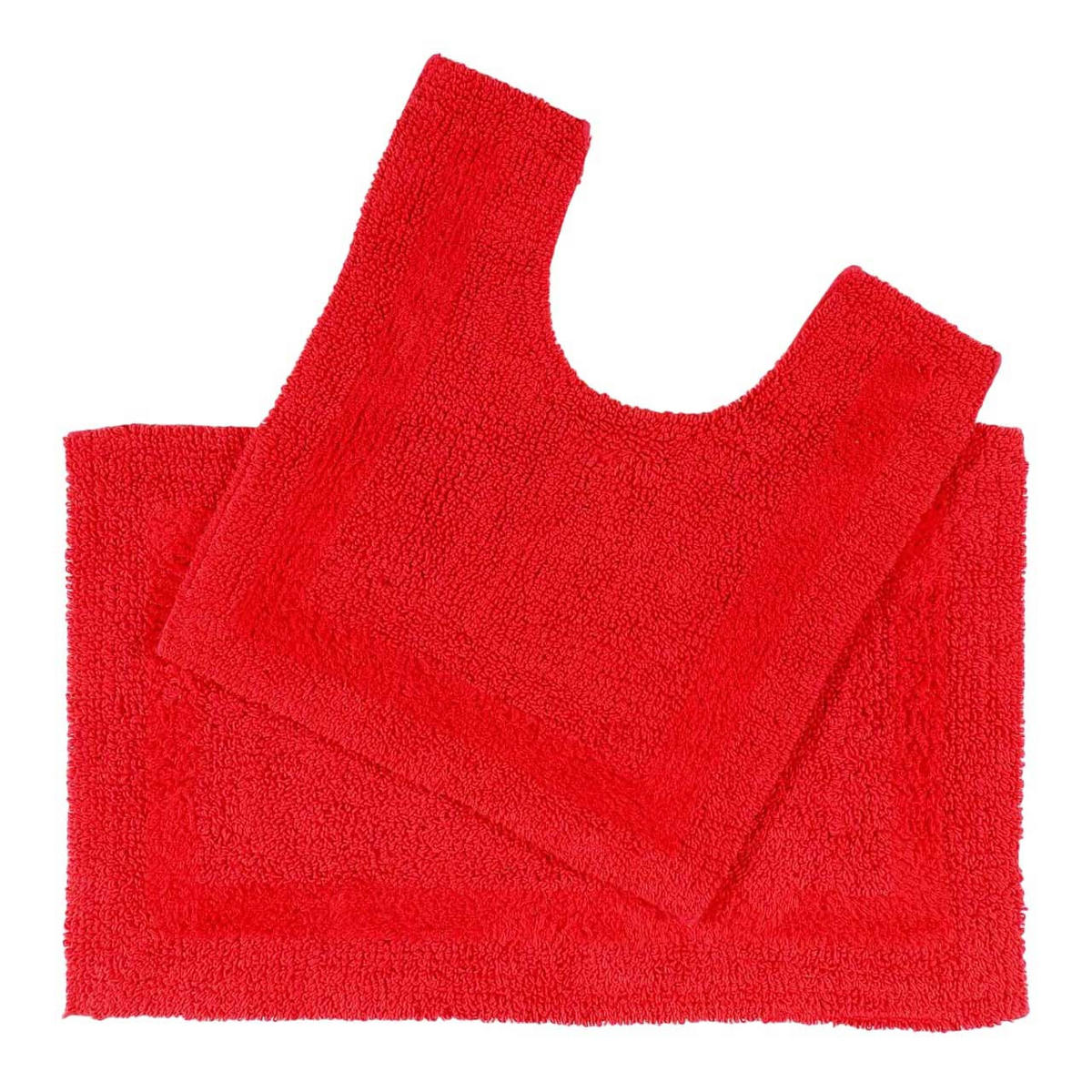 BADGARNITUR 2-teilig, Badematte & WC-Vorleger, wendbar - Rot, Textil (50/80cm) - Homescapes