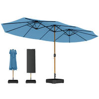 DOPPELSONNENSCHIRM 500/300 cm DE-11573 mit Basis, Sandsäcken & Hülle Blau - Blau, Textil (281/467cm) - ComfortXL