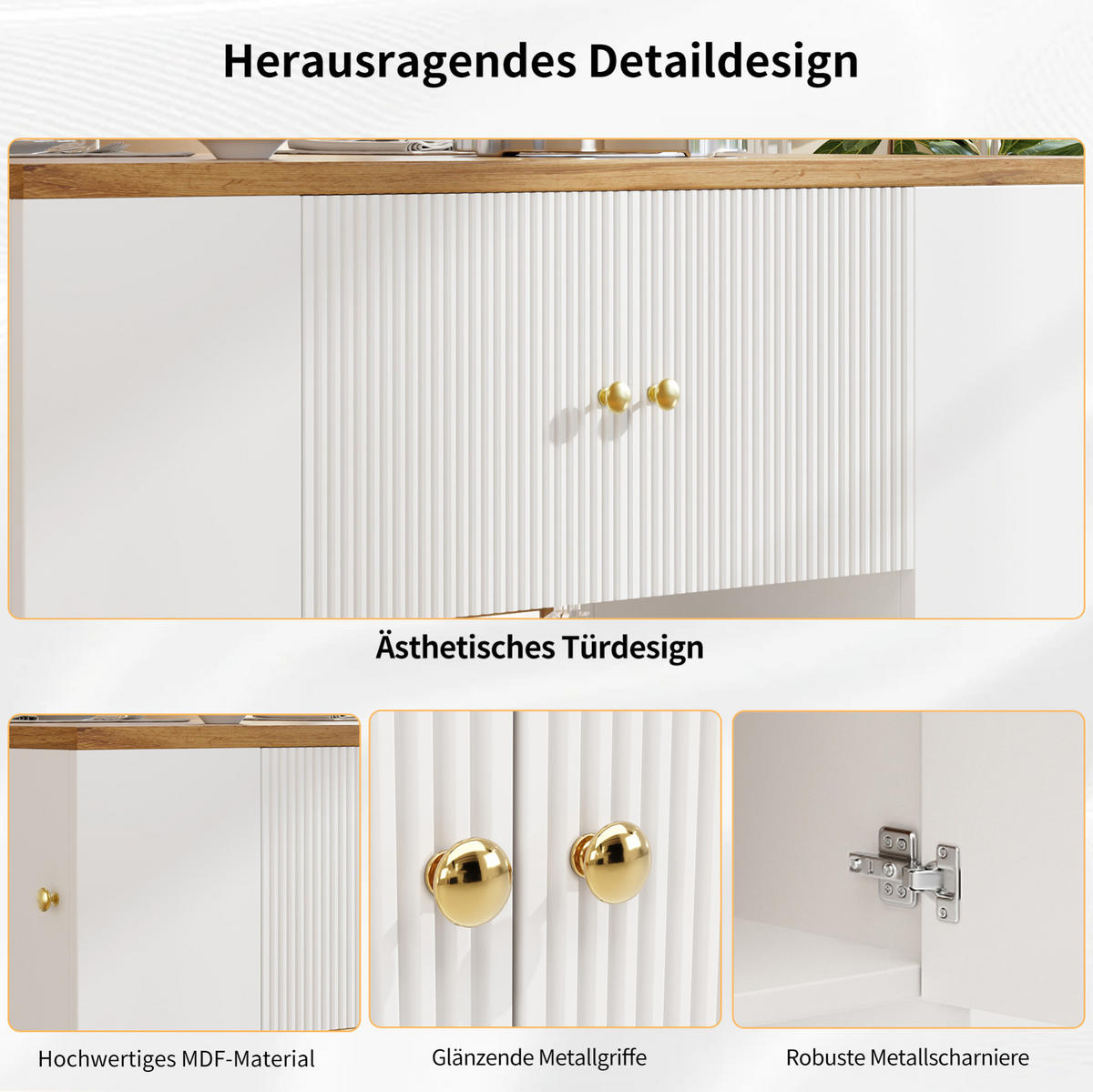 KÜCHENINSEL mit ausklappbarer Tischplatte 140 x 70 x 90 cm Weiß - Weiß, Metall (40/90/140cm) - Beauniv