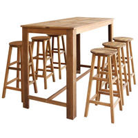 BARTISCH Und Hocker-Set 7-teilig Akazienholz Massiv - Braun, Holz (70/105/150cm) - vidaXL