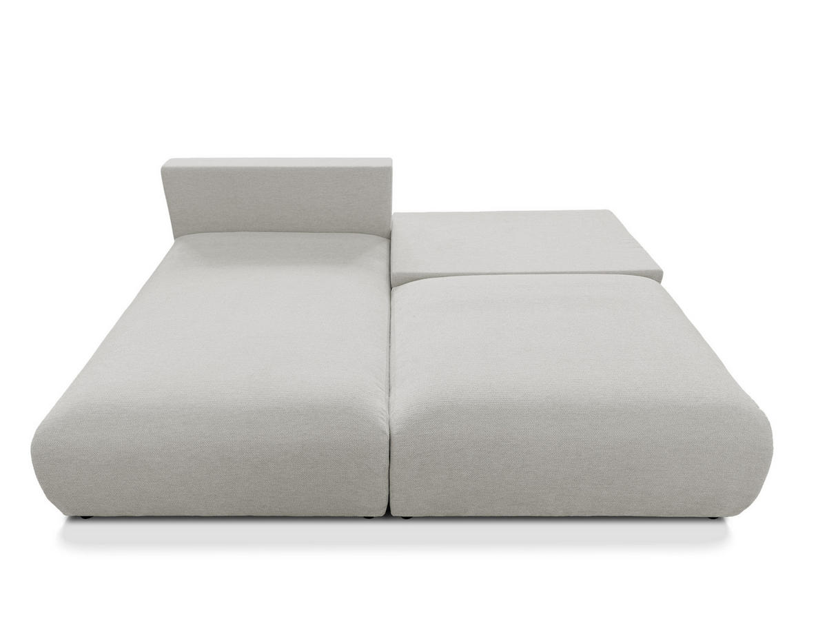 ECKSOFA Sora mit Schlaffunktion, Bettkasten und extra tiefer Komfortzone aus hochwertigem Hellgrau Strukturstoff - Hellgrau/Schwarz, Holz/Kunststoff (140/200cm) - S-Style