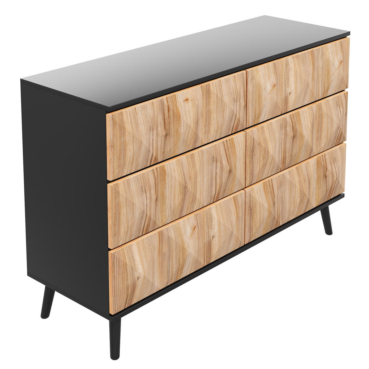 SIDEBOARD Schwarz Naturfarben 120/40/85 cm - Schwarz, Holzwerkstoff (120/85/40cm) - PANGIVO