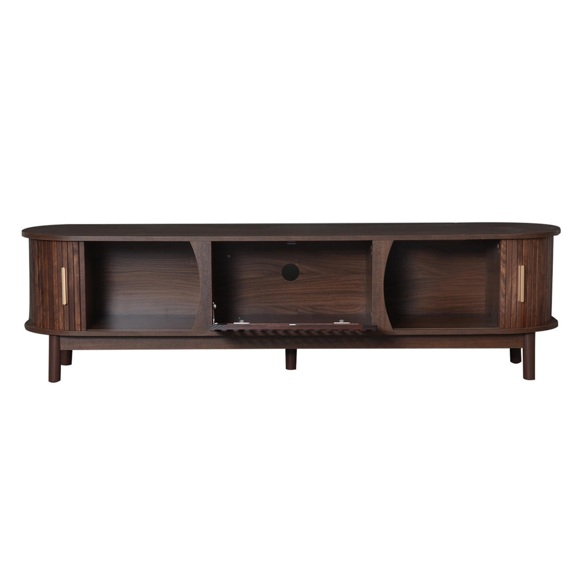 TV-ELEMENT mit Schiebetür und Klapptür 165 x 39,5 x 46 cm MDF Braun - Braun, Holzwerkstoff (39.5/46/165cm) - Beauniv