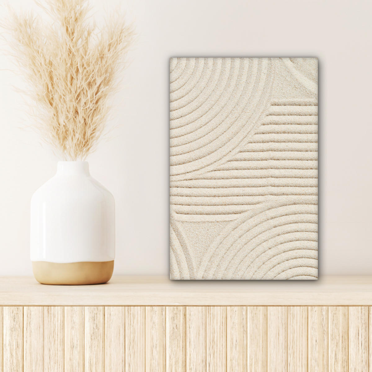 LEINWANDBILD Muster - Abstrakt - Weiß Deko Wohnzimmer 20x30 cm - Beige, Textil (20/30cm) - MuchoWow
