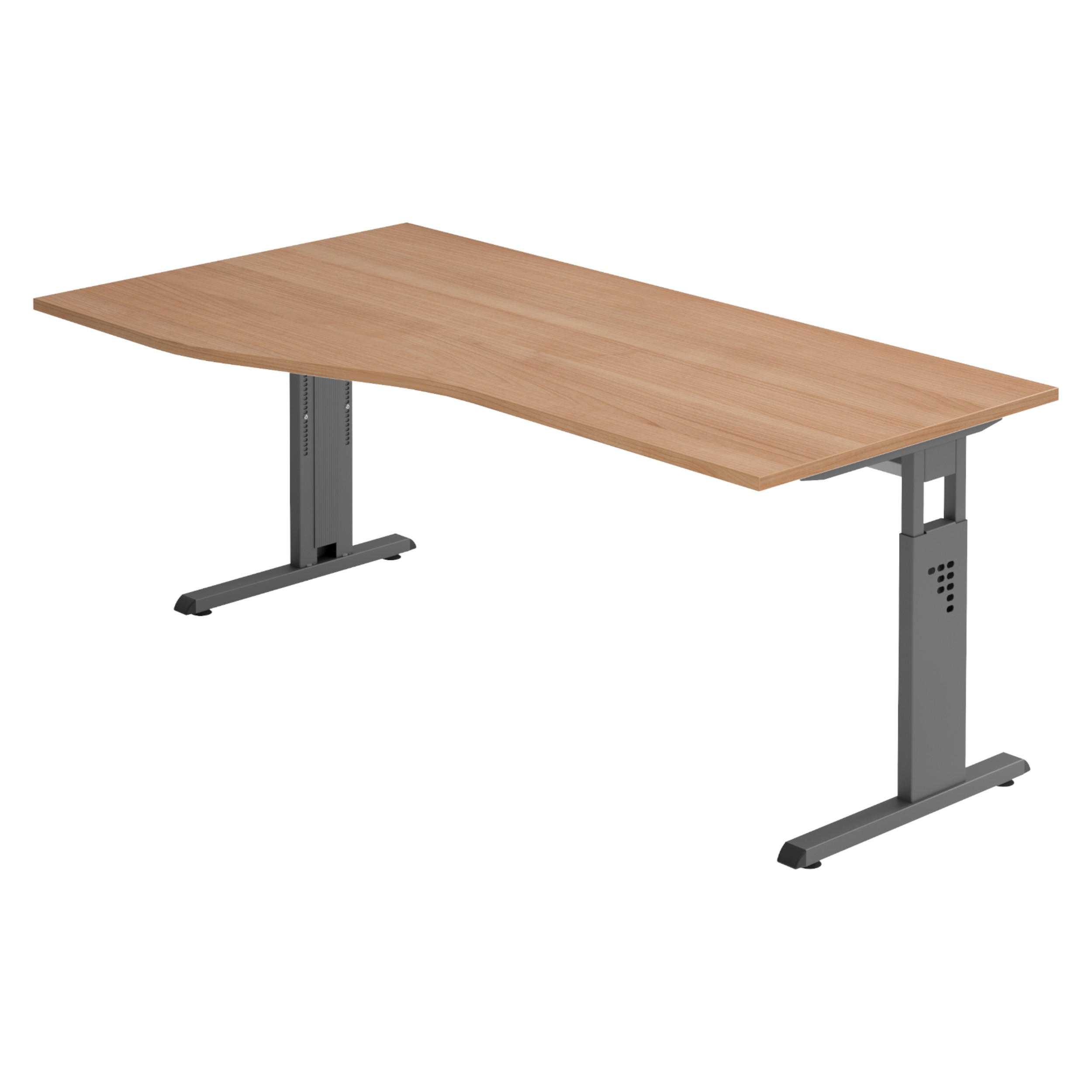 SCHREIBTISCH Serie-O 100/180/74 cm in Nussbaumfarben/Graphitfarben - Nussbaumfarben/Graphitfarben, Holzwerkstoff (100/180/74cm) - bümö