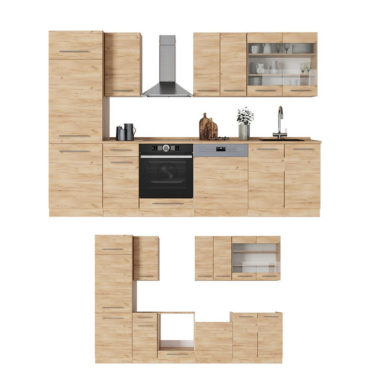 KUCHYNKA Fame-Line Dub Goldkraft 300 cm , AP Marble - dub medový, kompozitné drevo (300/206.8/60cm) - Vicco