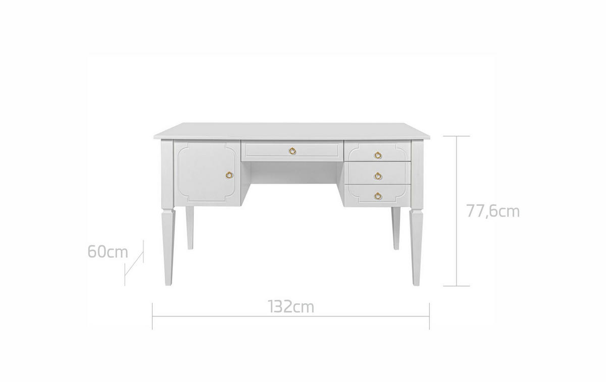 KINDERSCHREIBTISCH Royal - Weiß, Holzwerkstoff (132/78/60cm) - RAUMHIRSCH FURNITURE