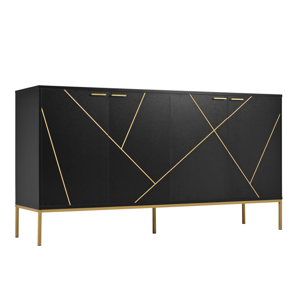 SIDEBOARD 150/40/80 cm aus Spanplatte mit verstellbaren Einlegeböden Schwarz - Schwarz, Holzwerkstoff (150/80/40cm) - Modenvie
