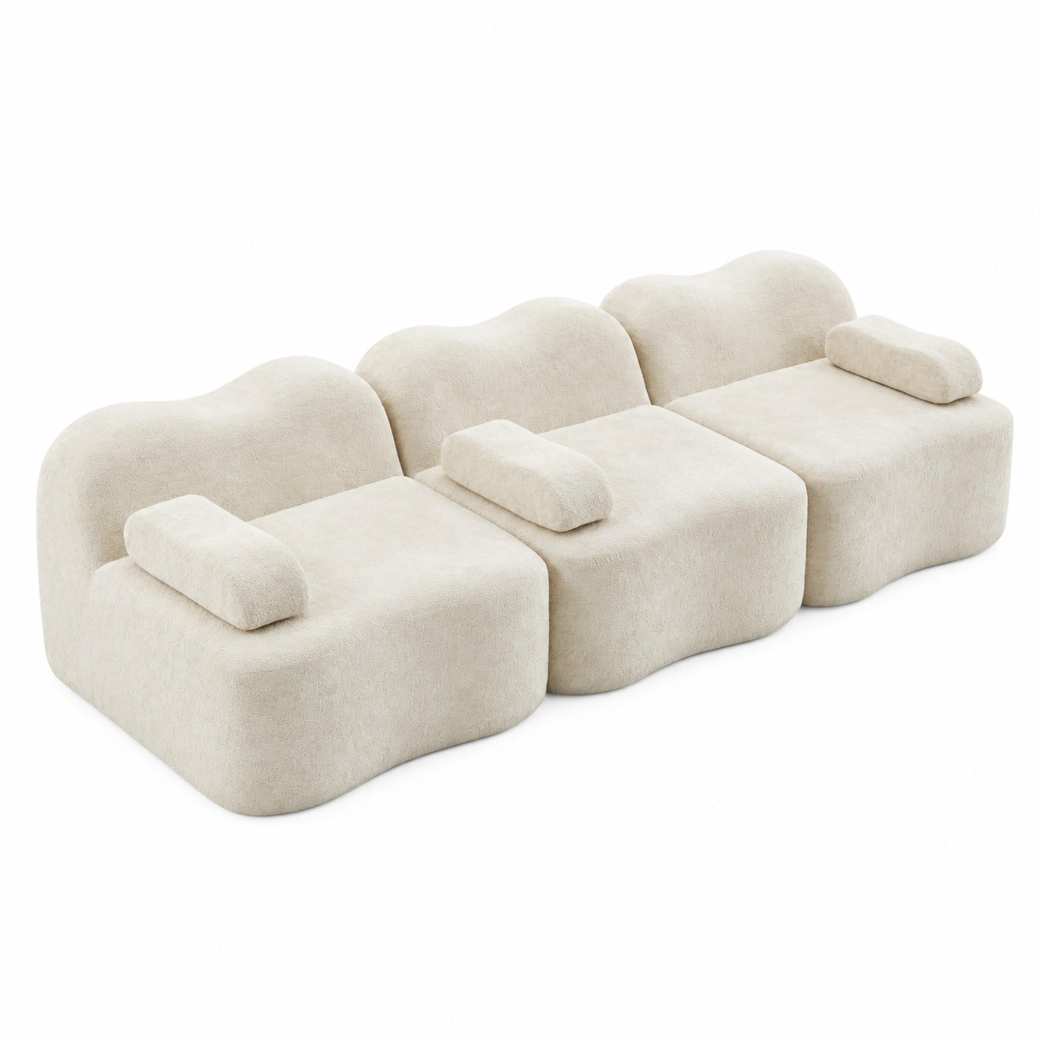 SOFA modular mit tiefer Sitzfläche Samt Beige - Beige, Holzwerkstoff (98/70/288cm) - Meubliv