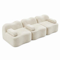 SOFA modular mit tiefer Sitzfläche Samt Beige - Beige, Holzwerkstoff (98/70/288cm) - Meubliv