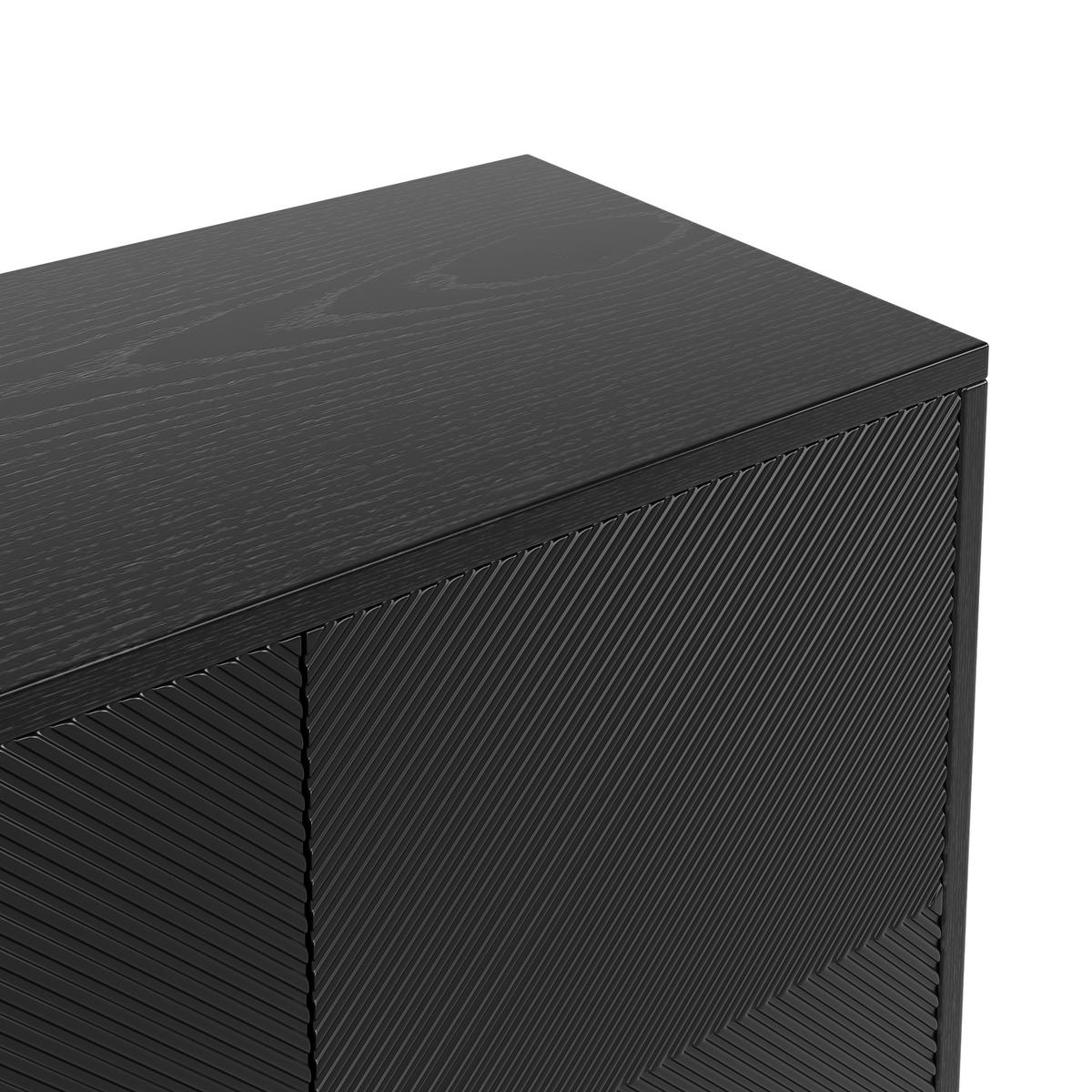 SIDEBOARD mit 2 Türen & 3 Schubladen, Schwarz & Holzoptik, 120 x 40 x 80 cm - Schwarz, Holzwerkstoff/Metall (160/82/40cm) - Urban Meuble