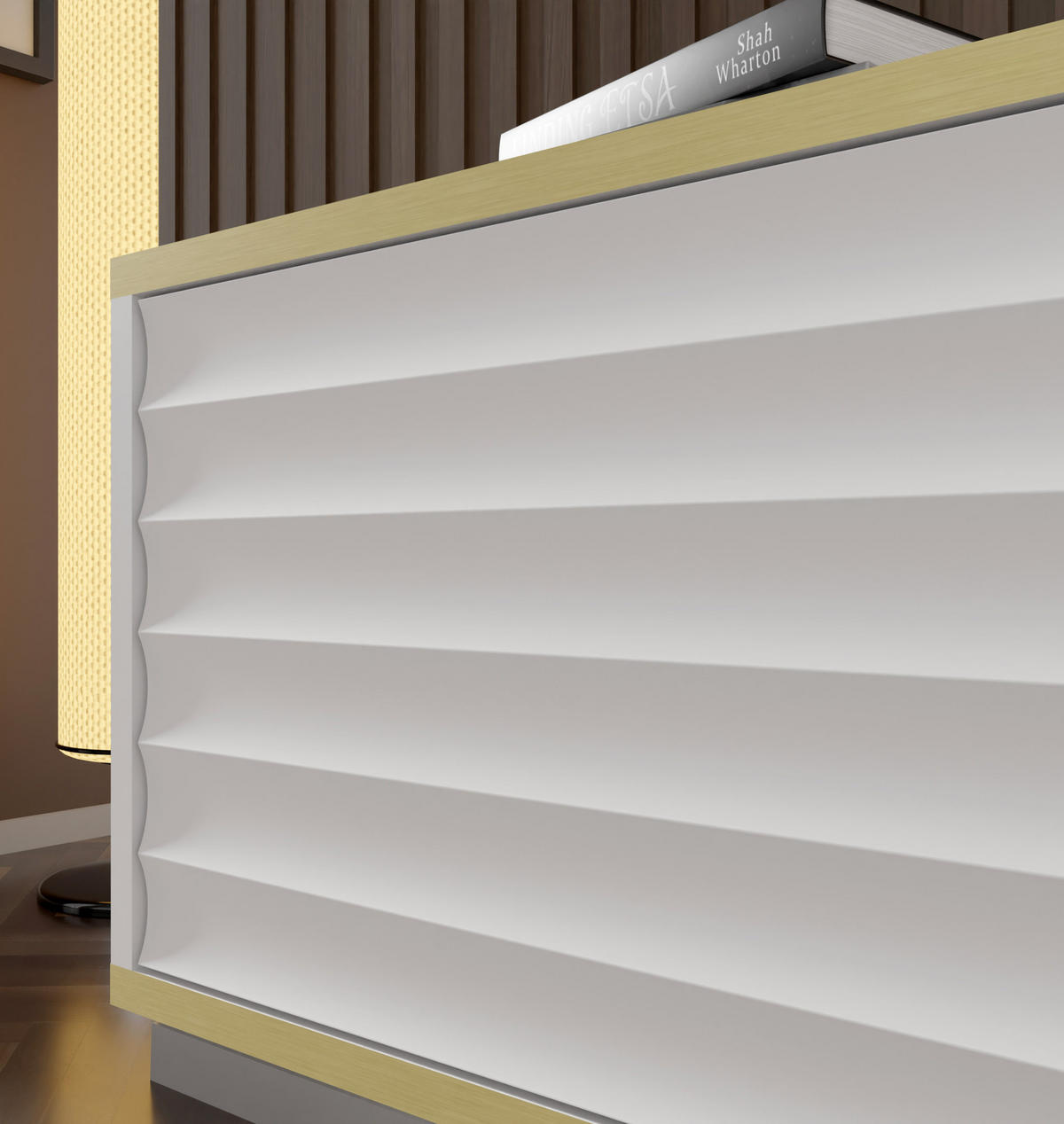TV LOWBOARD Weiß, Gold 180/33/40 - Weiß, Holzwerkstoff (180/33/40cm) - RAUMHIRSCH FURNITURE