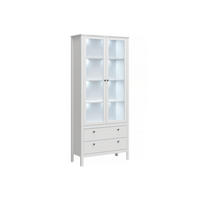 VITRINENSCHRANK FARGE mit Glastüren und zwei geräumige Schubladen, weiß - Weiß, Holz (90/201/37cm) - KONSIMO®