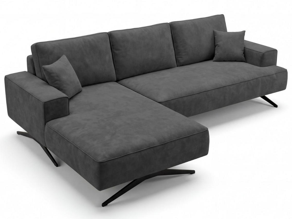 ECKSOFA Leto Anthrazit Links - Anthrazit/Schwarz, Holz/Textil (260/165cm) - Graingold