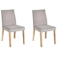 ESSZIMMERSTUHL 2er-Set Polsterbezug Grau Phola - Grau, Holz/Textil (46/87/55cm) - Beliani