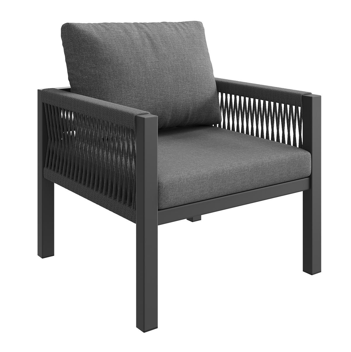 ZAHRADNÍ sedací souprava z železa 118x61x80 cm šedá pro 8 osob s modulárním uspořádáním a stolkem se sklem - šedá, kov - Modfu