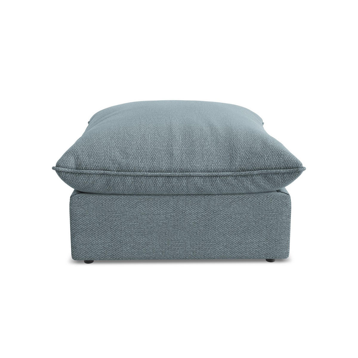 POUF Bouclé Stoff Blau - Pastellblau/Schwarz, Holzwerkstoff/Kunststoff (75/45/75cm) - LaMiaSofa