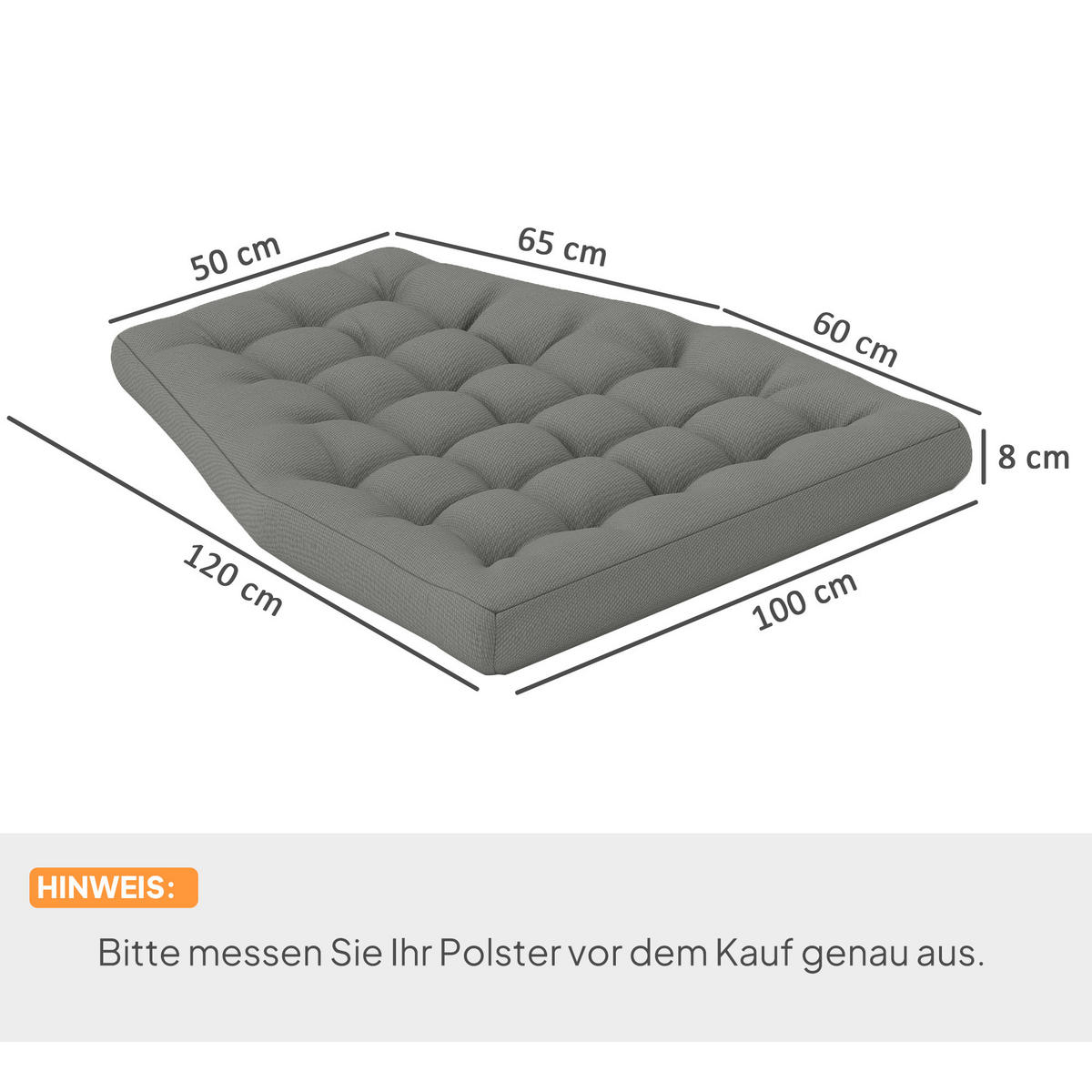 SITZKISSEN für Hängekorb, 120x100 cm, Grau - Grau, Kunststoff (100/8/120cm) - Outsunny
