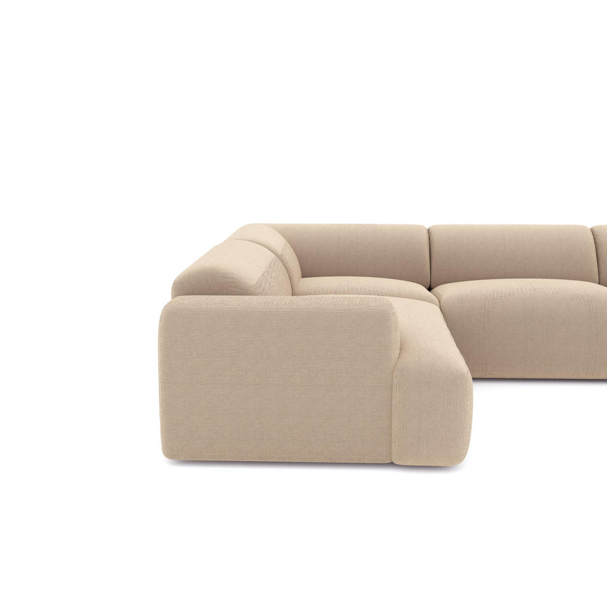 WOHNLANDSCHAFT Gerippter Samt Beige 354cm - Beige, Textil (354/73/200cm) - Sia Home