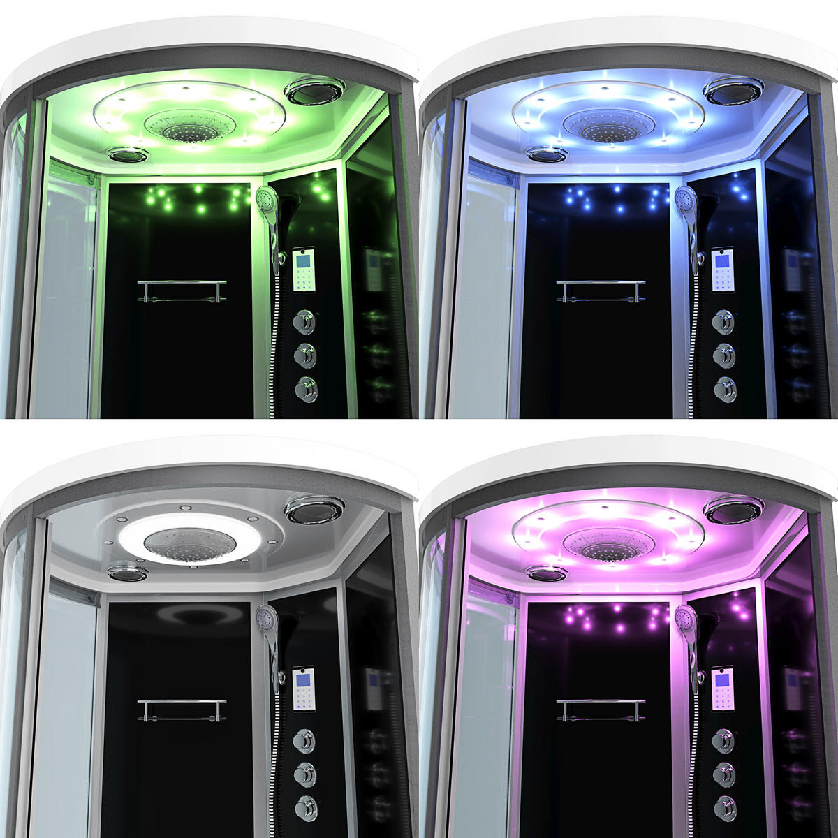 WHIRLPOOL Wanne Duschkabine sw K55-R33-WP-EC 100x1 - Schwarz, Glas/Kunststoff (170/220/98cm) - AcquaVapore by Sandra Jentho