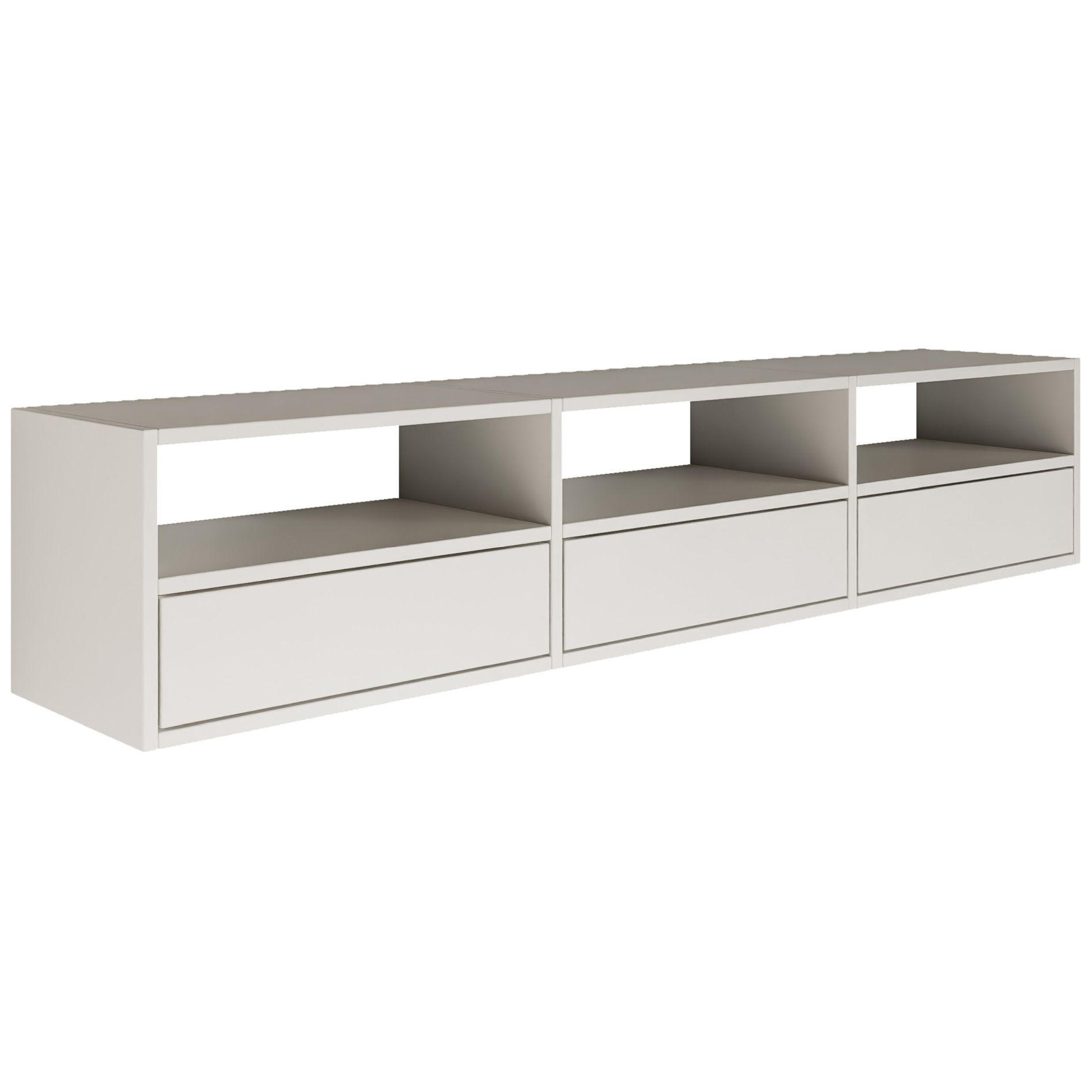 TV-LOWBOARD hängend, 3 Klappen und Ablagen, Weiß, 150 cm - Weiß, Holzwerkstoff (150.1/30/30cm) - Selsey