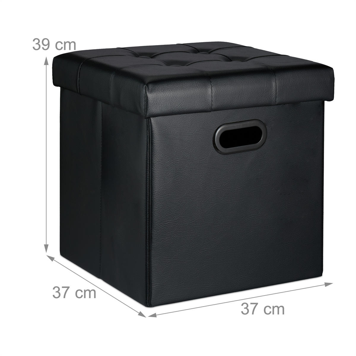 HOCKER - Schwarz, Holzwerkstoff/Kunststoff (37/39/37cm) - Relaxdays