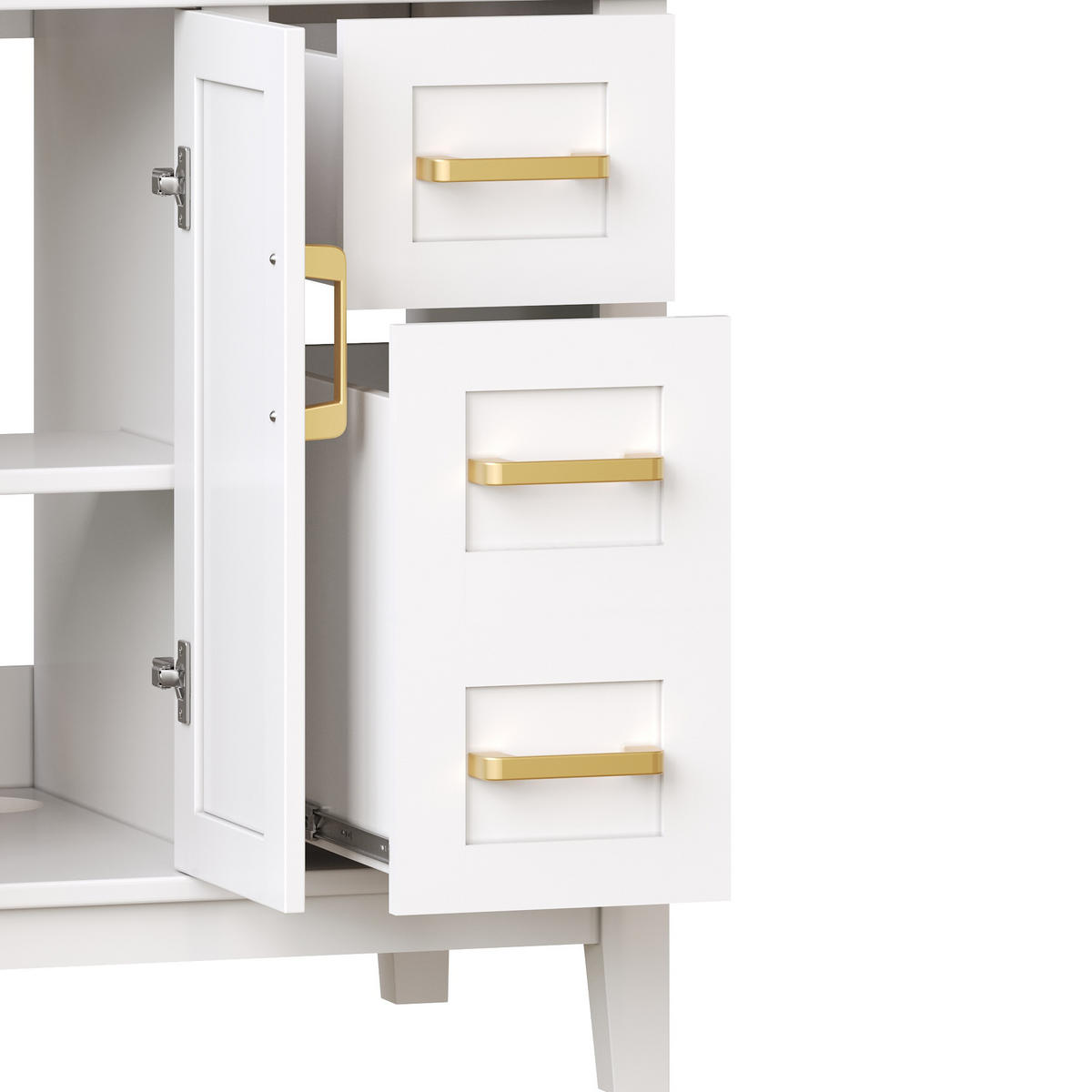 WASCHBECKENUNTERSCHRANK Keramik Soft-Close Stauraum Weiß - Weiß, Metall (76/86/46.5cm) - FLIEKS
