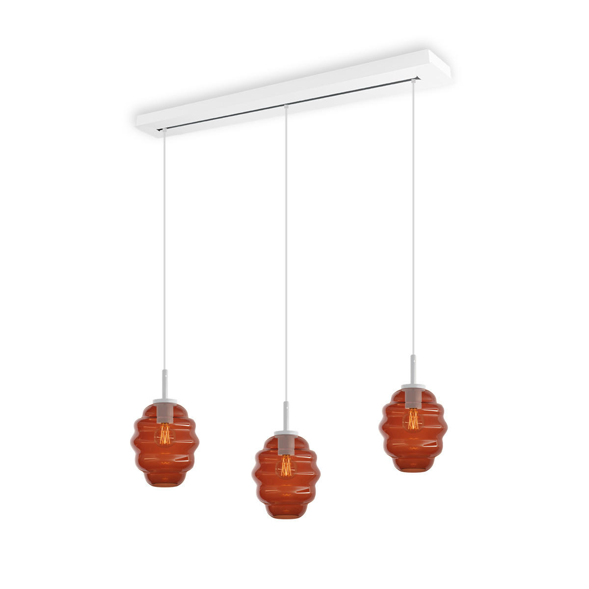 HÄNGELEUCHTE Echos 3-flammig Braun Ø 18cm - Braun/Weiß, Glas (18/18/20cm) - s.luce